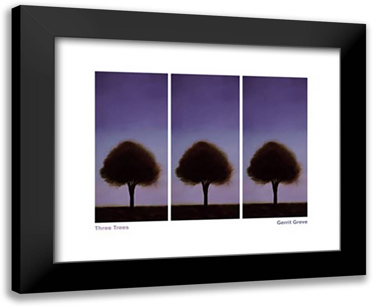 Three Trees 24x20 Black Modern Wood Framed Art Print Poster by Greve, Gerrit