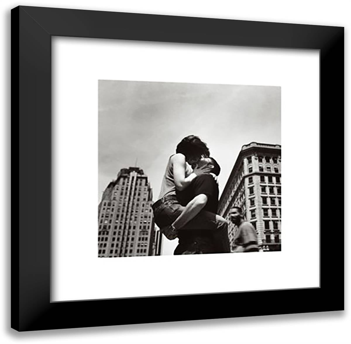 The Kiss (NYC) 20x20 Black Modern Wood Framed Art Print Poster by Alan, Matthew