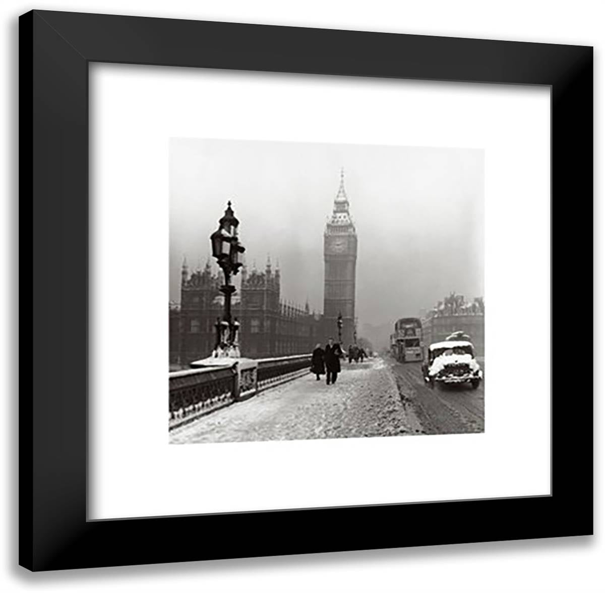 Big Ben-Winter In London, c.1955 20x20 Black Modern Wood Framed Art Print Poster