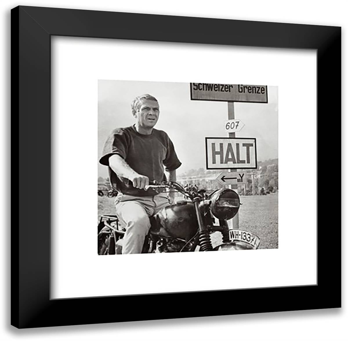 Steve Mcqueen In 'The Great Es 24x20 Black Modern Wood Framed Art Print Poster