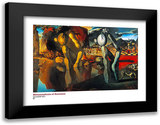 Metamorphosis Of Narcissus 36x28 Black Modern Wood Framed Art Print Poster by Dali, Salvador