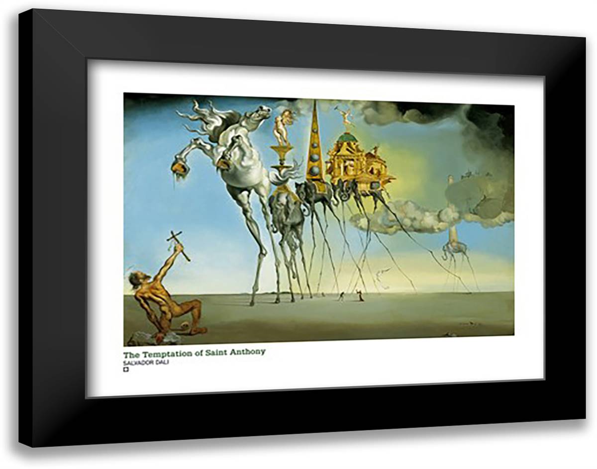 Temptation Of St Anthony 36x28 Black Modern Wood Framed Art Print Poster by Dali, Salvador