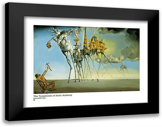 Temptation Of St Anthony 36x28 Black Modern Wood Framed Art Print Poster by Dali, Salvador