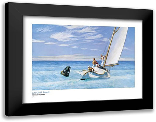 Ground Swell 36x28 Black Modern Wood Framed Art Print Poster by Hopper, Edward