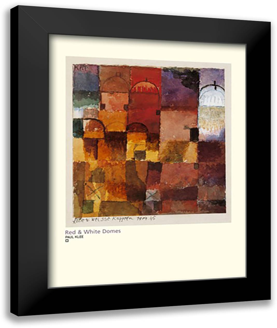 Red And White Domes 28x36 Black Modern Wood Framed Art Print Poster by Klee, Paul