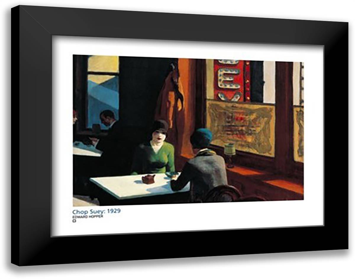 Chop Suey 36x28 Black Modern Wood Framed Art Print Poster by Hopper, Edward