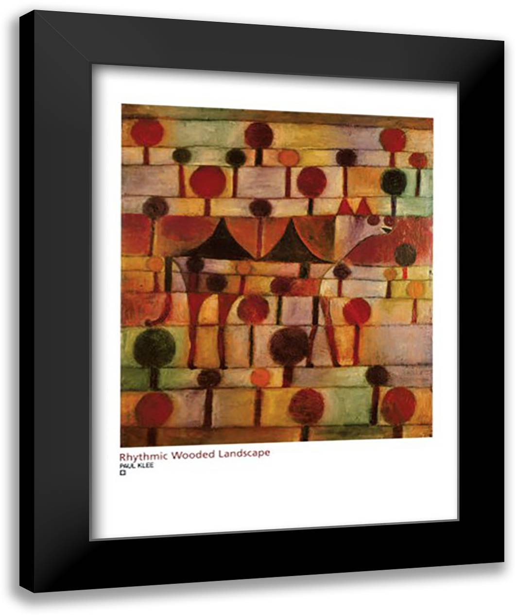 Camel In Rhythmic Wooded Lands 28x36 Black Modern Wood Framed Art Print Poster by Klee, Paul