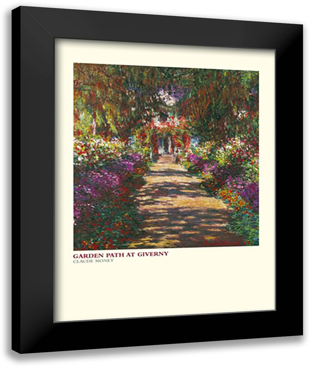 Garden Path At Giverny 28x36 Black Modern Wood Framed Art Print Poster by Monet, Claude