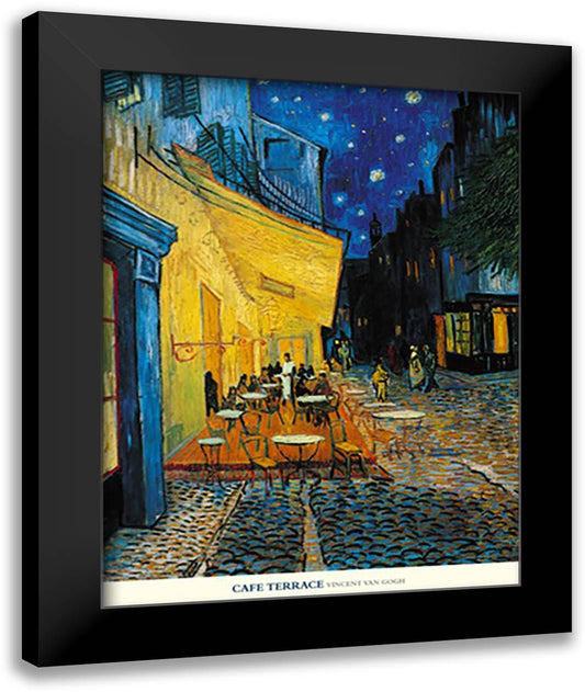 The Cafe Terrace on the Place du Forum, Arles, at Night, c.1888 28x36 Black Modern Wood Framed Art Print Poster by Van Gogh, Vincent