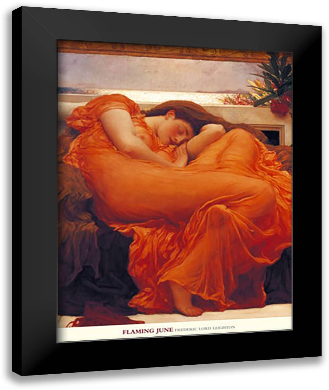 Flaming June, c.1895 28x36 Black Modern Wood Framed Art Print Poster by Leighton, Frederic