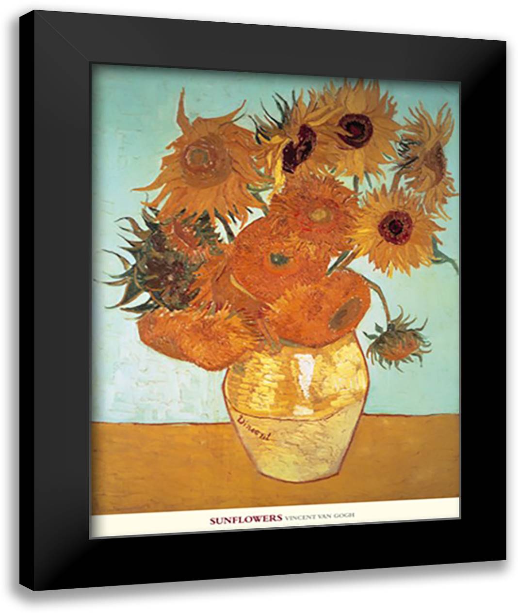 Sunflowers 28x36 Black Modern Wood Framed Art Print Poster by Van Gogh, Vincent