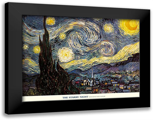 Starry Night 36x28 Black Modern Wood Framed Art Print Poster by Van Gogh, Vincent