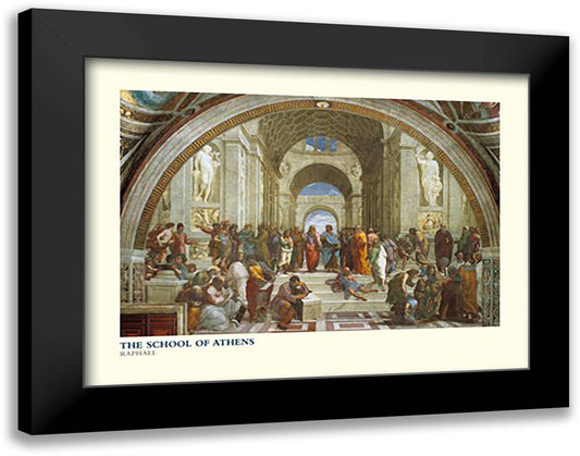 School Of Athens 36x28 Black Modern Wood Framed Art Print Poster by Raphael