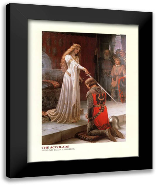 The Accolade 28x36 Black Modern Wood Framed Art Print Poster by Leighton, Edmund Blair