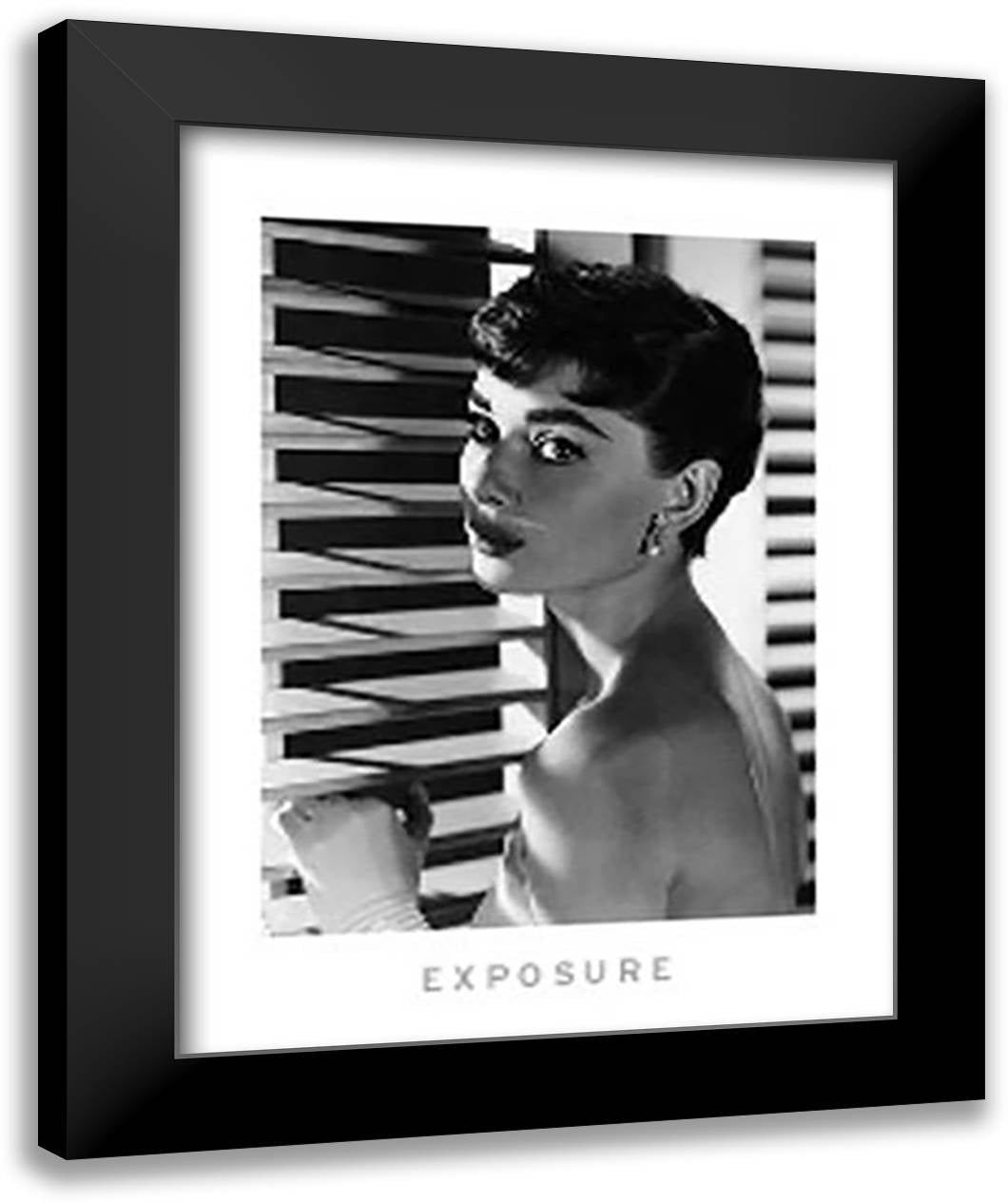 Audrey Hepburn - Blinds 28x36 Black Modern Wood Framed Art Print Poster