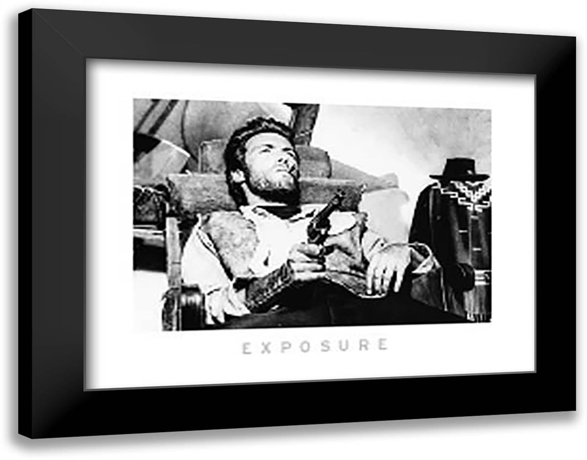 Clint Eastwood 36x28 Black Modern Wood Framed Art Print Poster