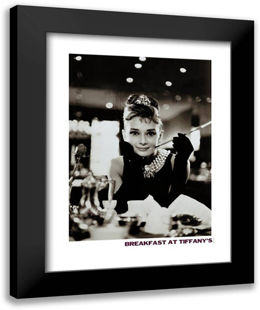 Audrey Hepburn- Breakfast 28x36 Black Modern Wood Framed Art Print Poster