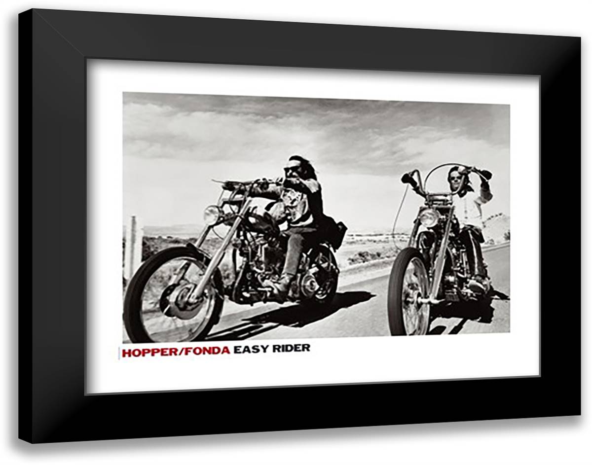 Hopper & Fonda In Easy Rider 36x28 Black Modern Wood Framed Art Print Poster