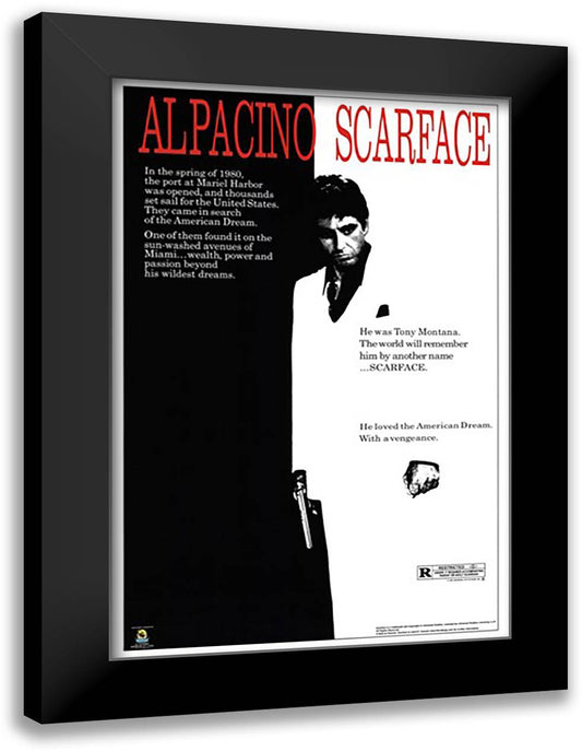 Scarface 28x40 Black Modern Wood Framed Art Print Poster