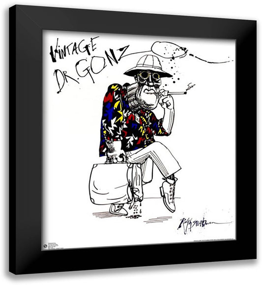 Vintage Dr. Gonzo 28x40 Black Modern Wood Framed Art Print Poster