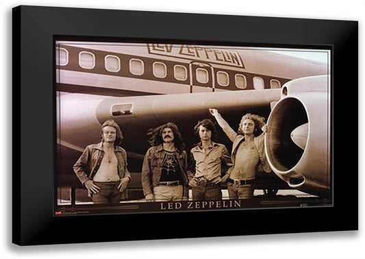 Led Zeppelin- Airplane 38x27 Black Modern Wood Framed Art Print Poster