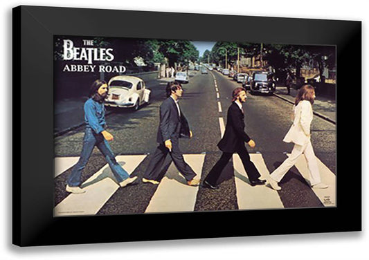 Beatles - Abbey Road 38x26 Black Modern Wood Framed Art Print Poster