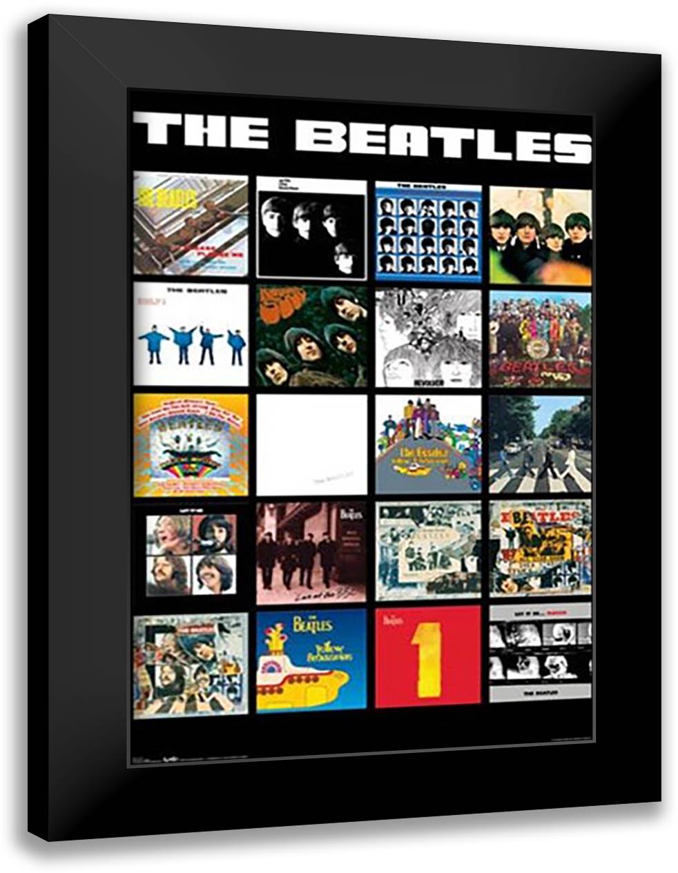 Beatles - Covers 28x40 Black Modern Wood Framed Art Print Poster