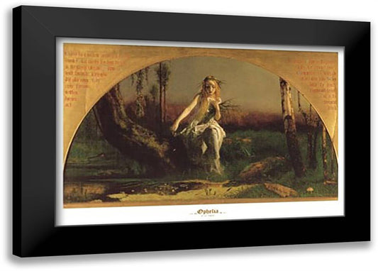 Ophelia 40x28 Black Modern Wood Framed Art Print Poster by Hughes, Arthur