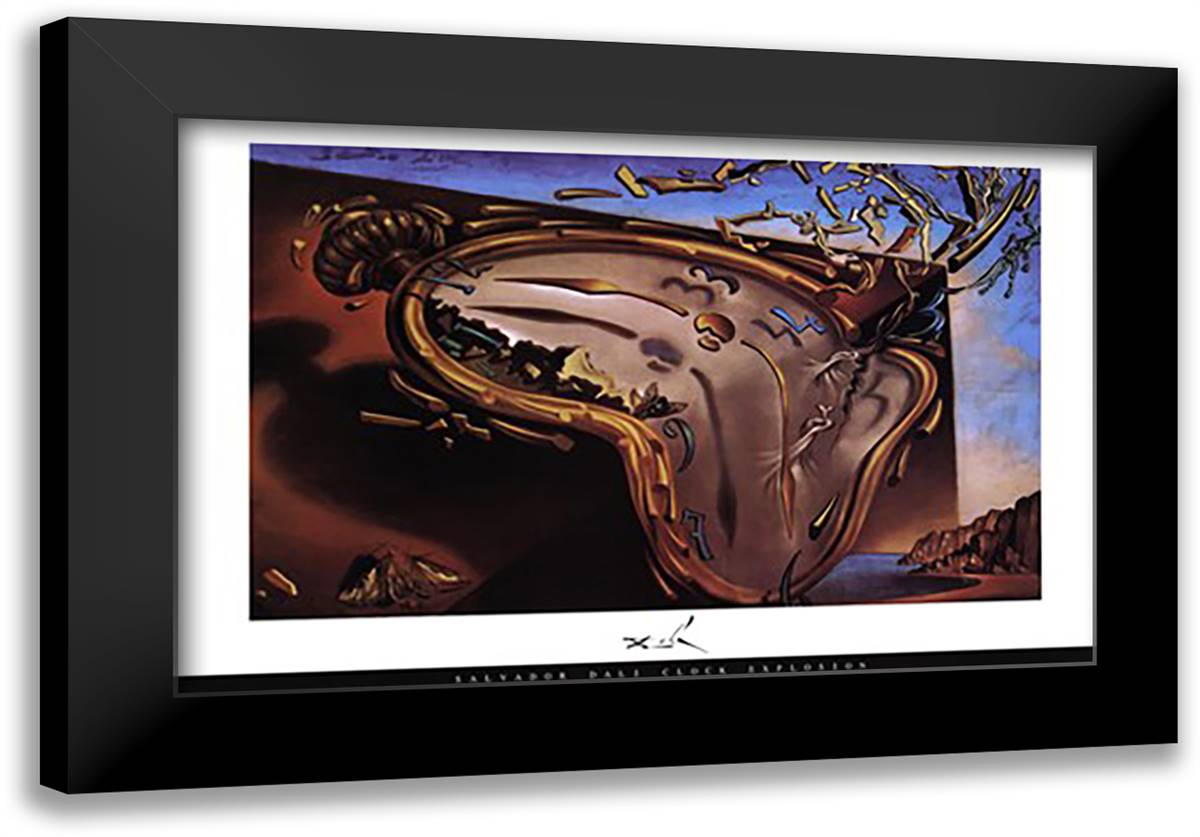 Soft Watch At Moment of First Explosion, c.1954 40x28 Black Modern Wood Framed Art Print Poster by Dali, Salvador