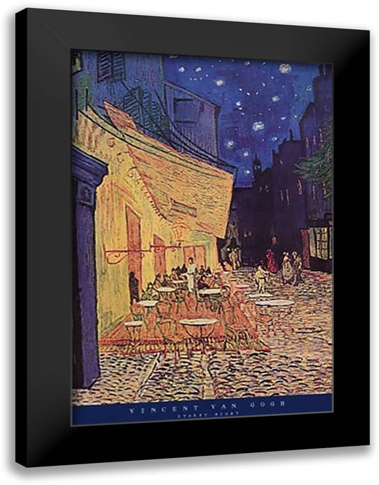 The Cafe Terrace on the Place du Forum, Arles, at Night, c.1888 28x40 Black Modern Wood Framed Art Print Poster by Van Gogh, Vincent