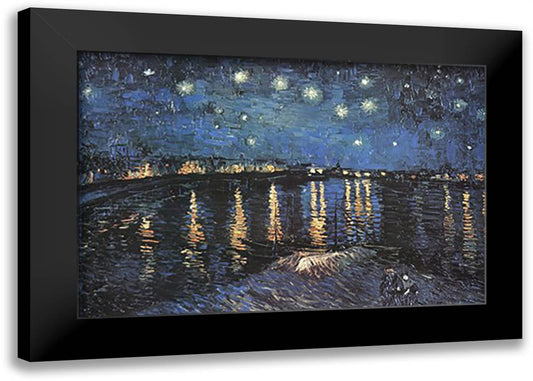 Starry Night over the Rhone, c.1888 40x28 Black Modern Wood Framed Art Print Poster by Van Gogh, Vincent