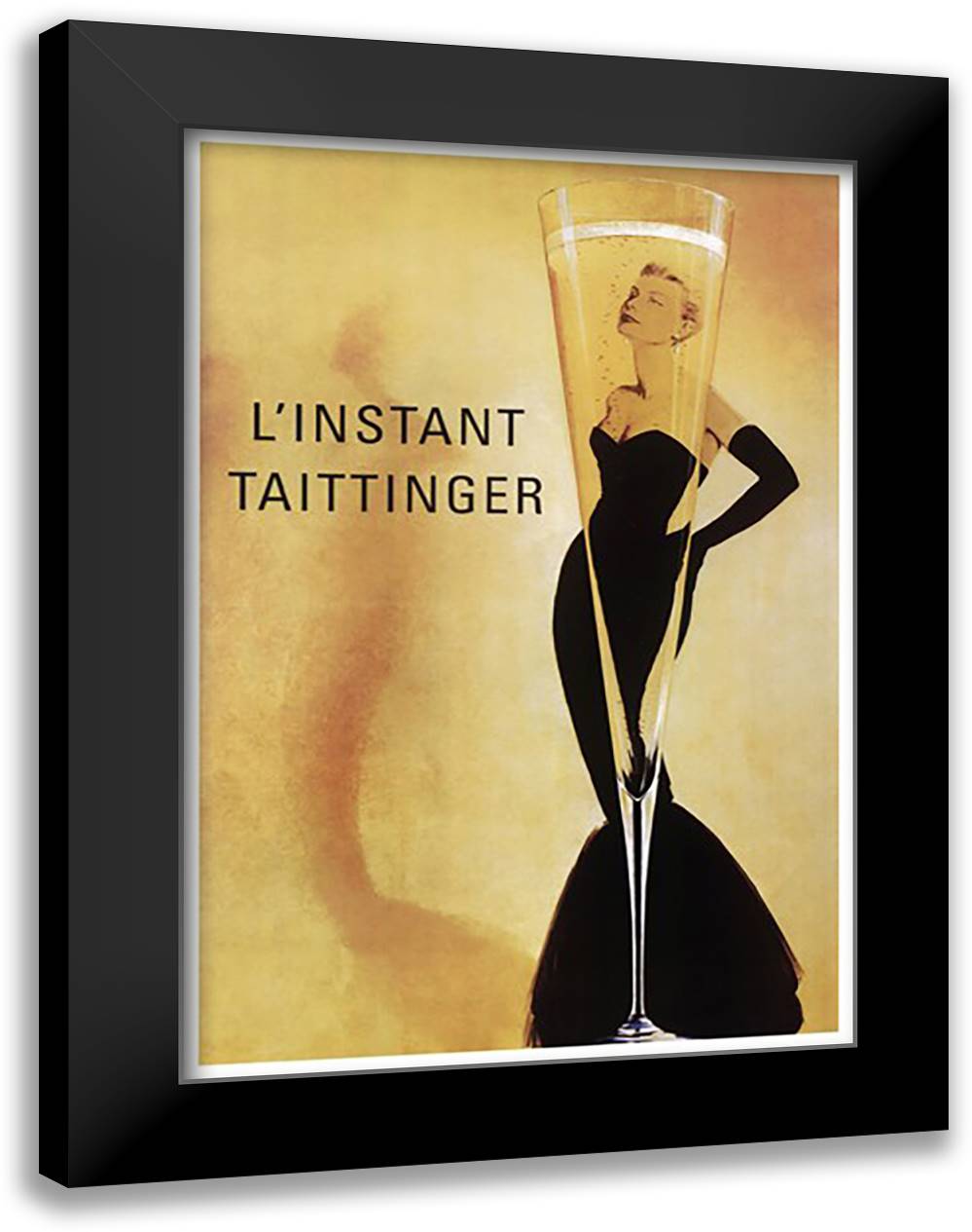 Champagne Taittinger 28x40 Black Modern Wood Framed Art Print Poster