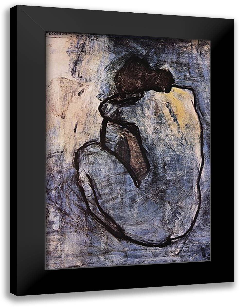 Blue Nude, c.1902 28x40 Black Modern Wood Framed Art Print Poster by Picasso, Pablo