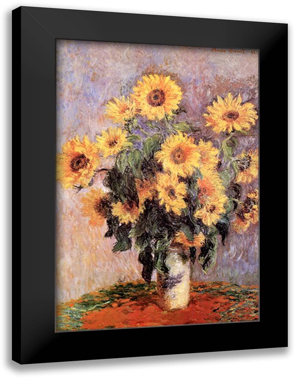 Sunflowers, c.1881 28x40 Black Modern Wood Framed Art Print Poster by Monet, Claude