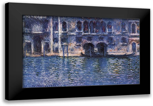 Venice Palazza Da Mula 40x28 Black Modern Wood Framed Art Print Poster by Monet, Claude