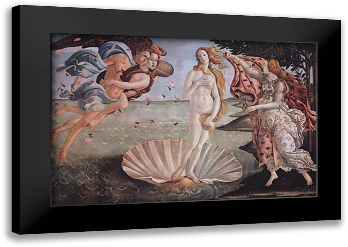 Birth of Venus 40x28 Black Modern Wood Framed Art Print Poster by Botticelli, Sandro