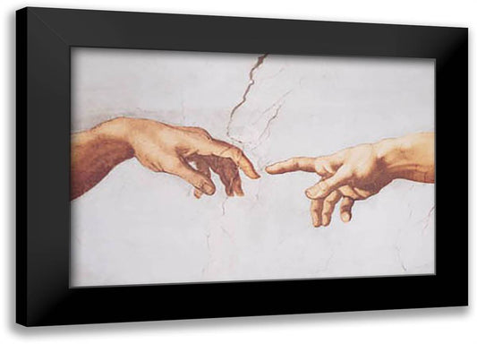 The Creation of Adam 40x28 Black Modern Wood Framed Art Print Poster by Michelangelo