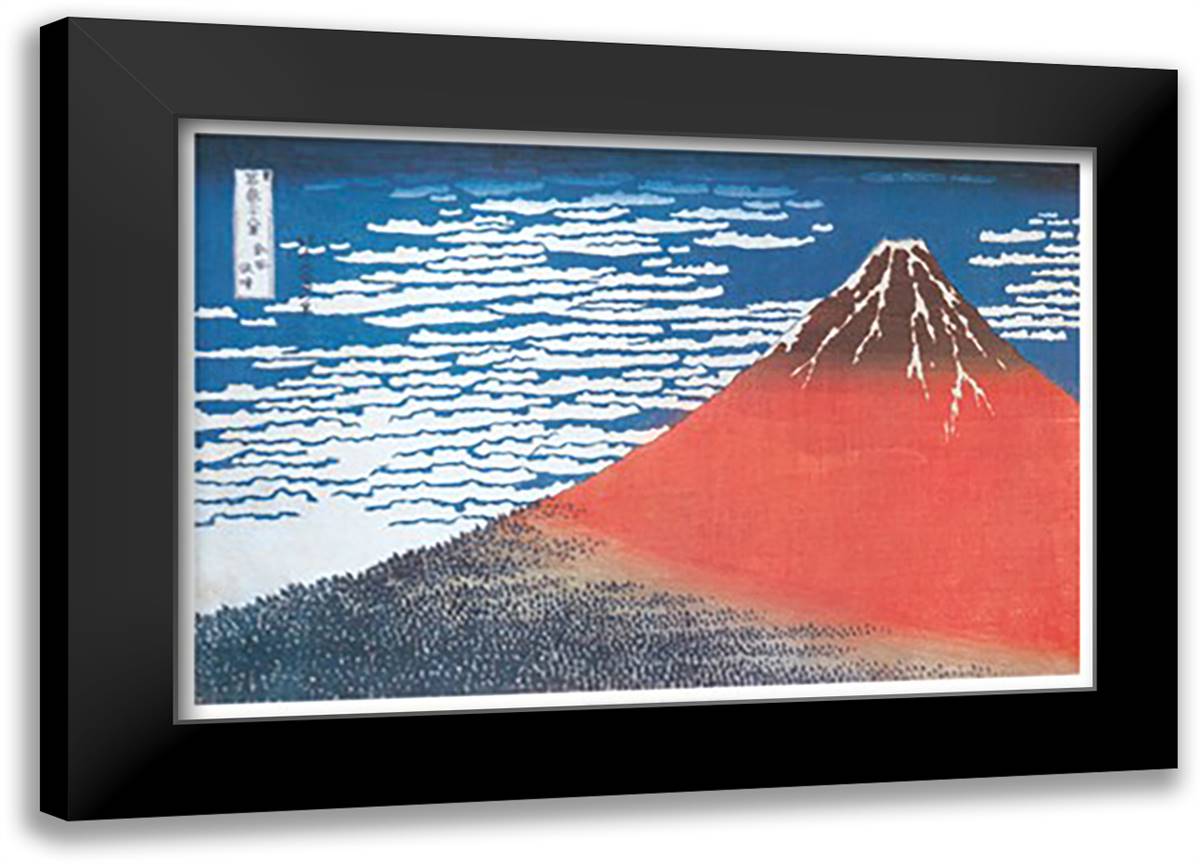 Mount Fuji 40x28 Black Modern Wood Framed Art Print Poster by Hiroshige, Utagawa