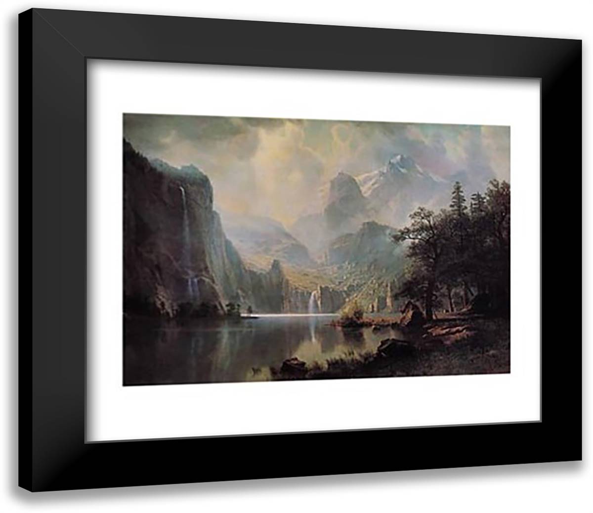In The Mountains 32x26 Black Modern Wood Framed Art Print Poster by Bierstadt, Albert