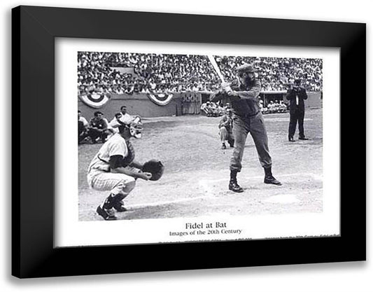 Fidel At Bat 24x20 Black Modern Wood Framed Art Print Poster