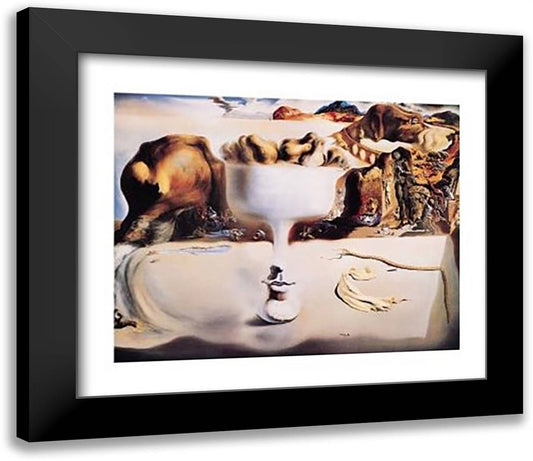 Apparition of Face and Fruit Dish on Beach, c.1938 32x26 Black Modern Wood Framed Art Print Poster by Dali, Salvador