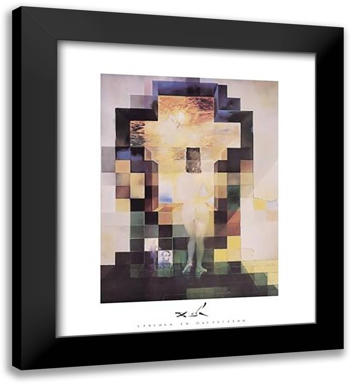 Gala Contemplating the Mediterranean Sea Which at Twenty Meters Becomes the Portrait of Abraham Lincoln, c.1976 26x32 Black Modern Wood Framed Art Print Poster by Dali, Salvador