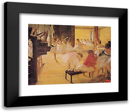 Ballet Rehearsal 32x26 Black Modern Wood Framed Art Print Poster by Degas, Edgar