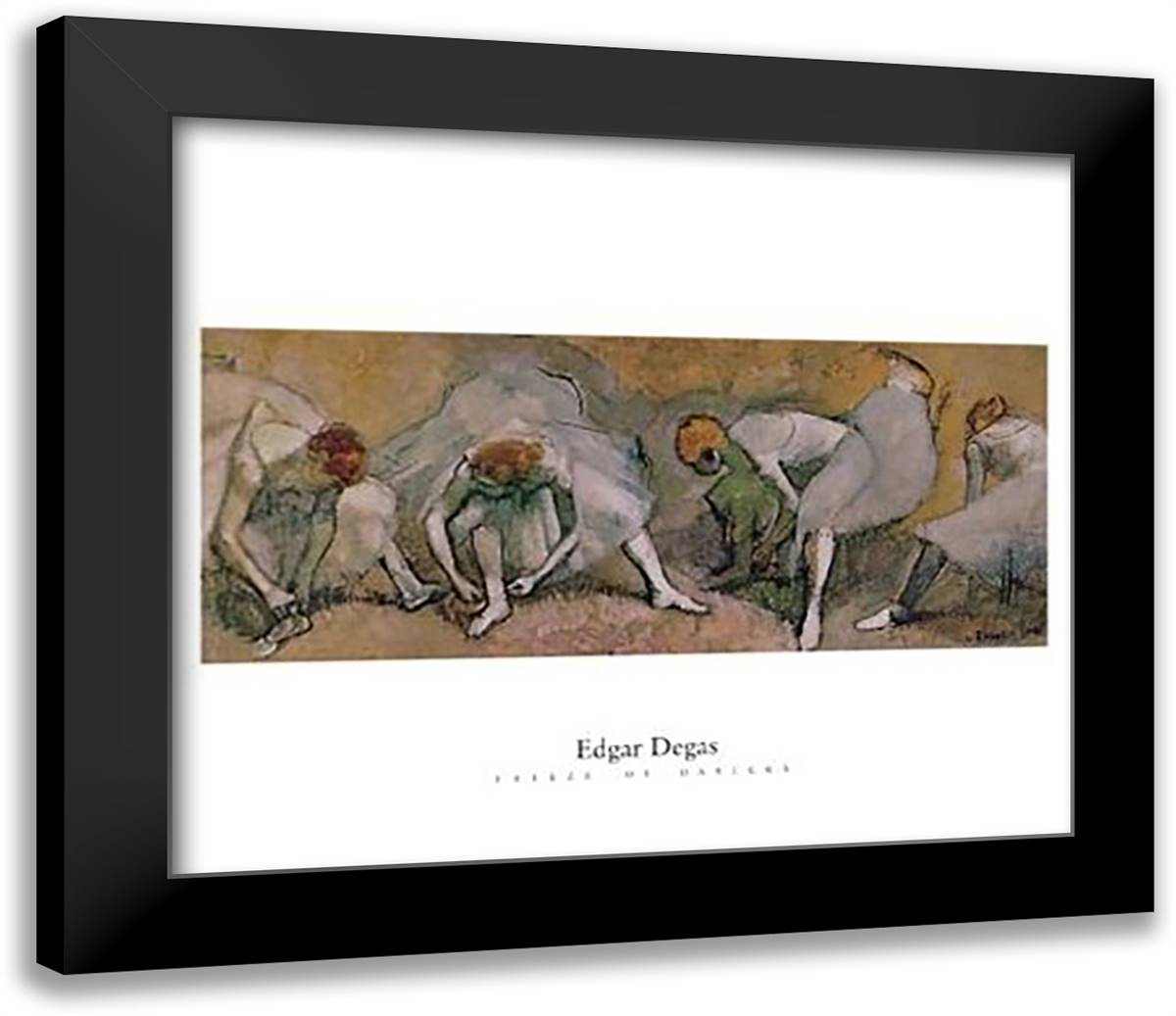 Frieze Of Dancers 32x26 Black Modern Wood Framed Art Print Poster by Degas, Edgar