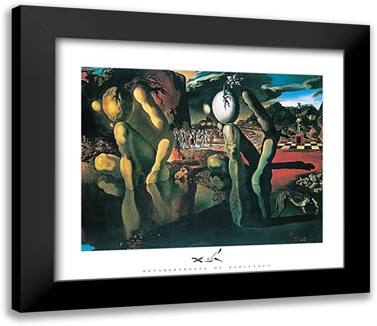 The Metamorphosis Of Narcissus, c.1937 (detail) 32x26 Black Modern Wood Framed Art Print Poster by Dali, Salvador