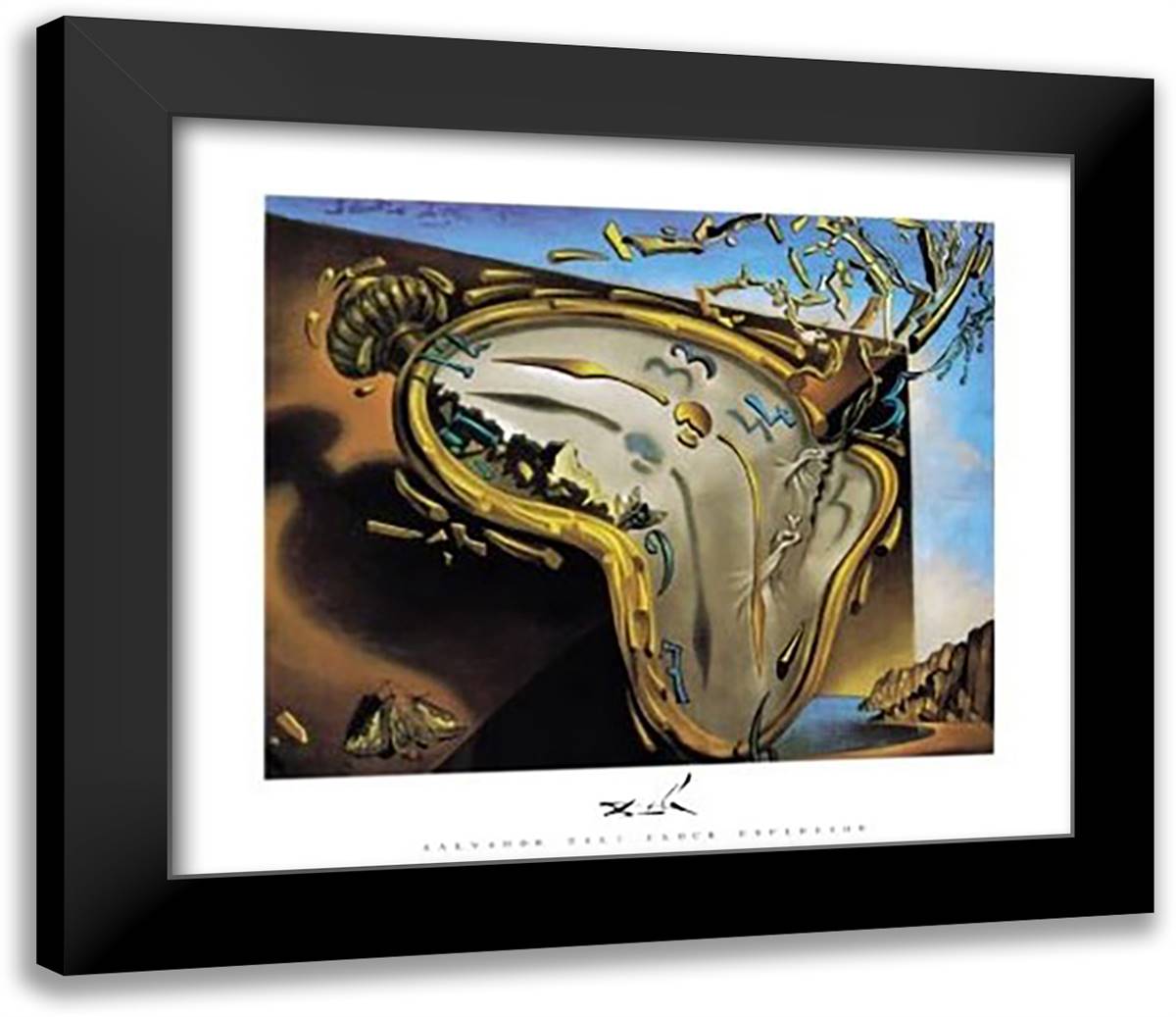 Soft Watch At Moment of First Explosion, c.1954 32x26 Black Modern Wood Framed Art Print Poster by Dali, Salvador