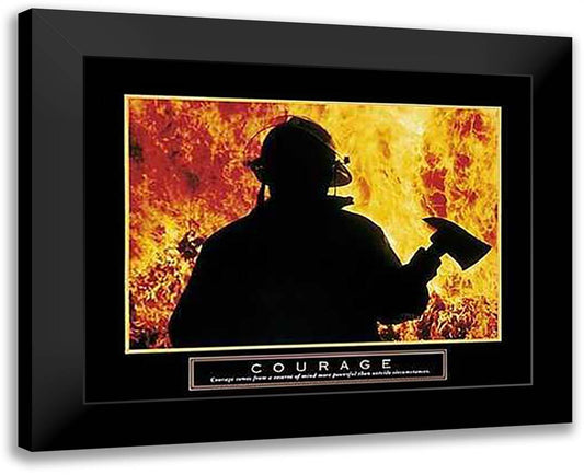 Courage - Firefighters 32x26 Black Modern Wood Framed Art Print Poster