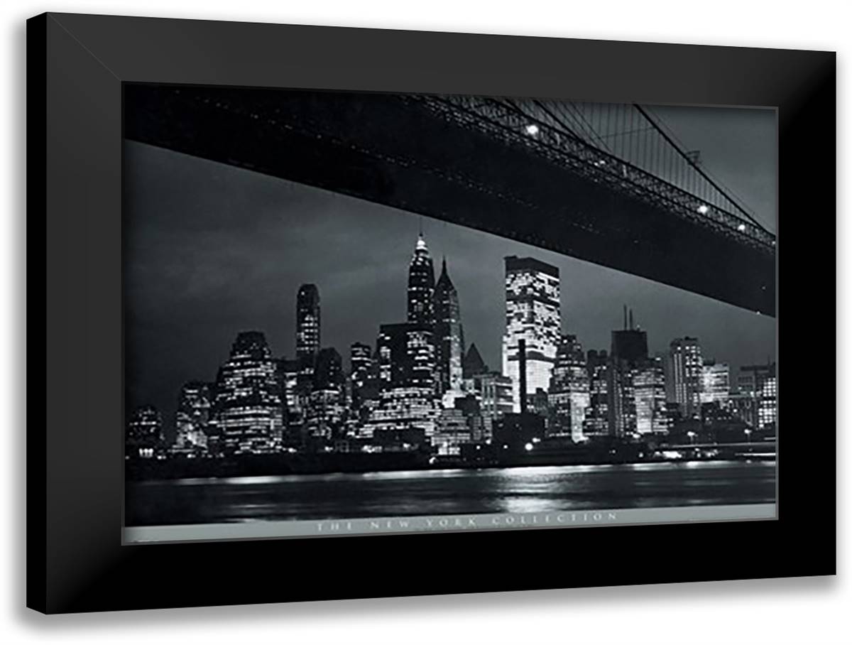 New York Bridge 40x28 Black Modern Wood Framed Art Print Poster