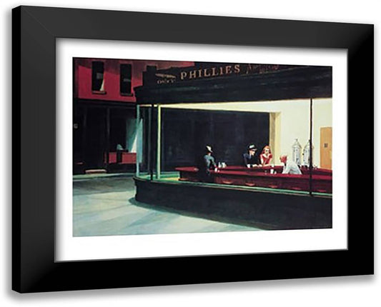 Nighthawks 18x15 Black Modern Wood Framed Art Print Poster by Hopper, Edward