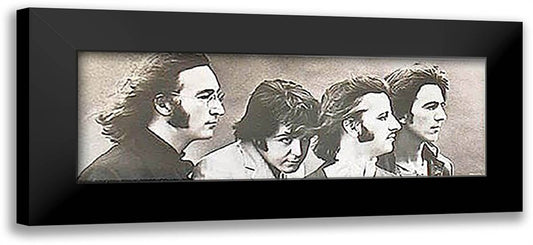 The Beatles - Heads 40x16 Black Modern Wood Framed Art Print Poster